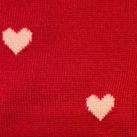J.Crew Red Heart Print Crewneck Sweater Women’s Small Cotton Blend - Picture 5 of 7